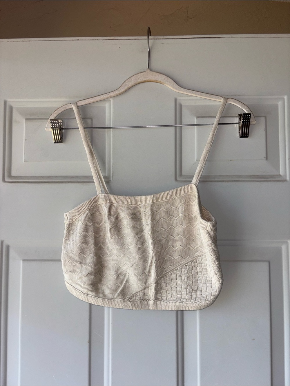 FP Beach beige knit asymmetric crop tank size S